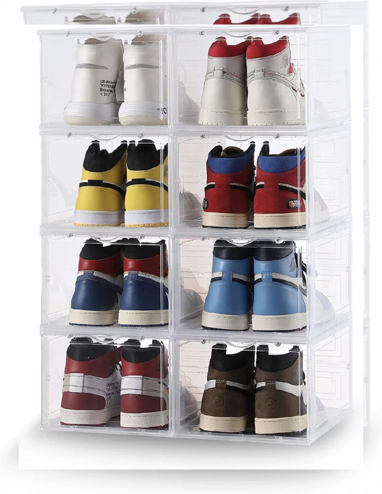 Clemate Shoe Storage Box,Set of 8,Shoe Box Clear Plastic Stackable,Drop