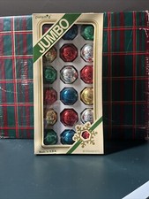 PYRAMID Decorative Glass Green Christmas 1.5" Ornaments 18 VINTAGE Made in USA
