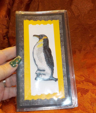 Handmade Black and yellow checkbook cover w/ Penguin on the front