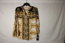 Rebecca Malone print shirt 100% Poly Size Small pull over NWT