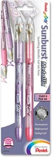 NEW Pentel Arts 2-Pack Sunburst Metallic Gel Pens PINK & VIOLET Ink purple