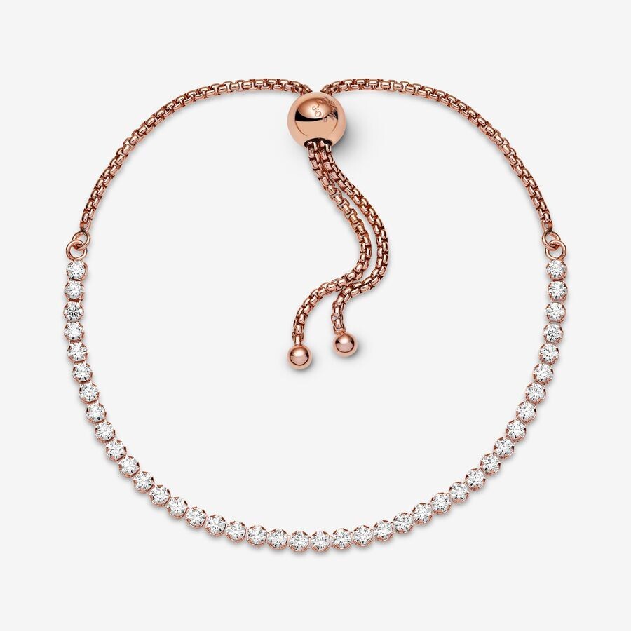 New Genuine Pandora Rose Gold Sparkling Slider Tennis