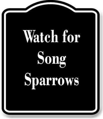 Watch for Song Sparrows BLACK Aluminum Composite Sign