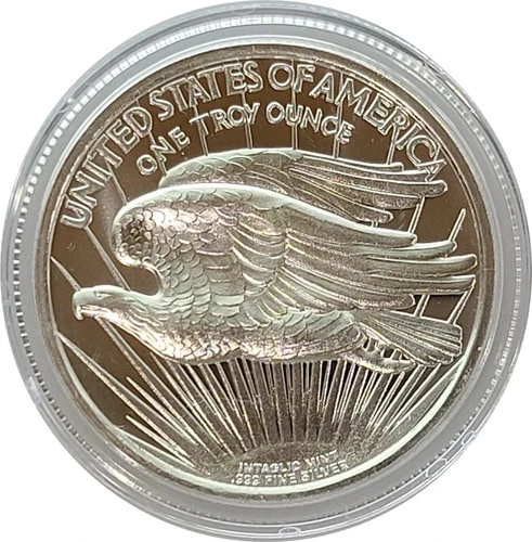 SAINT GAUDENS TRIBUTE 1 OZ .999 FINE SILVER PREMIUM QUALITY GEM BU ART ROUND