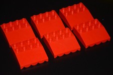 LEGO® DUPLO - 6 x Dachstein schräg - 8er Noppen 4x4 rot Markise überhängend NEU