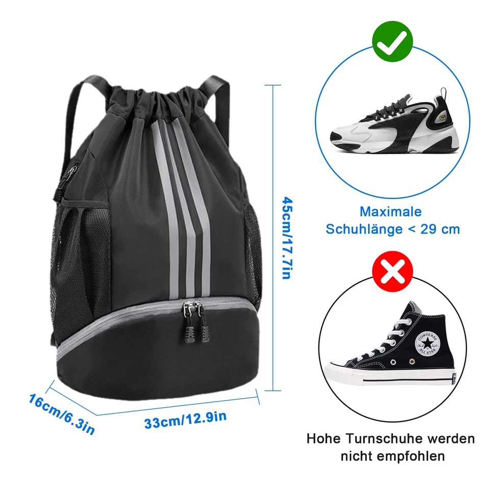 Sportbeutel mit Kordelzug Basketball Rucksack Fußballtasche Turnbeutel für Sport - Bild 4 von 4