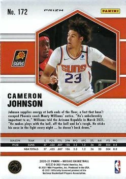 2020-21 Panini Mosaic #172 Cameron Johnson Mosaic Reactive Red Phoenix Suns - Image 2 of 2