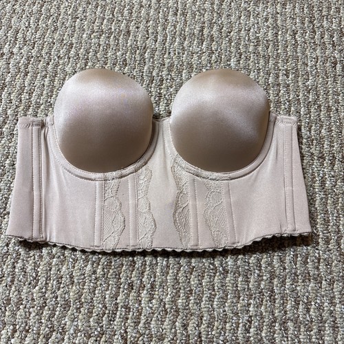 Parfait Strapless Longline Bra with Lace Underwire Bustier Nude US Size 32c