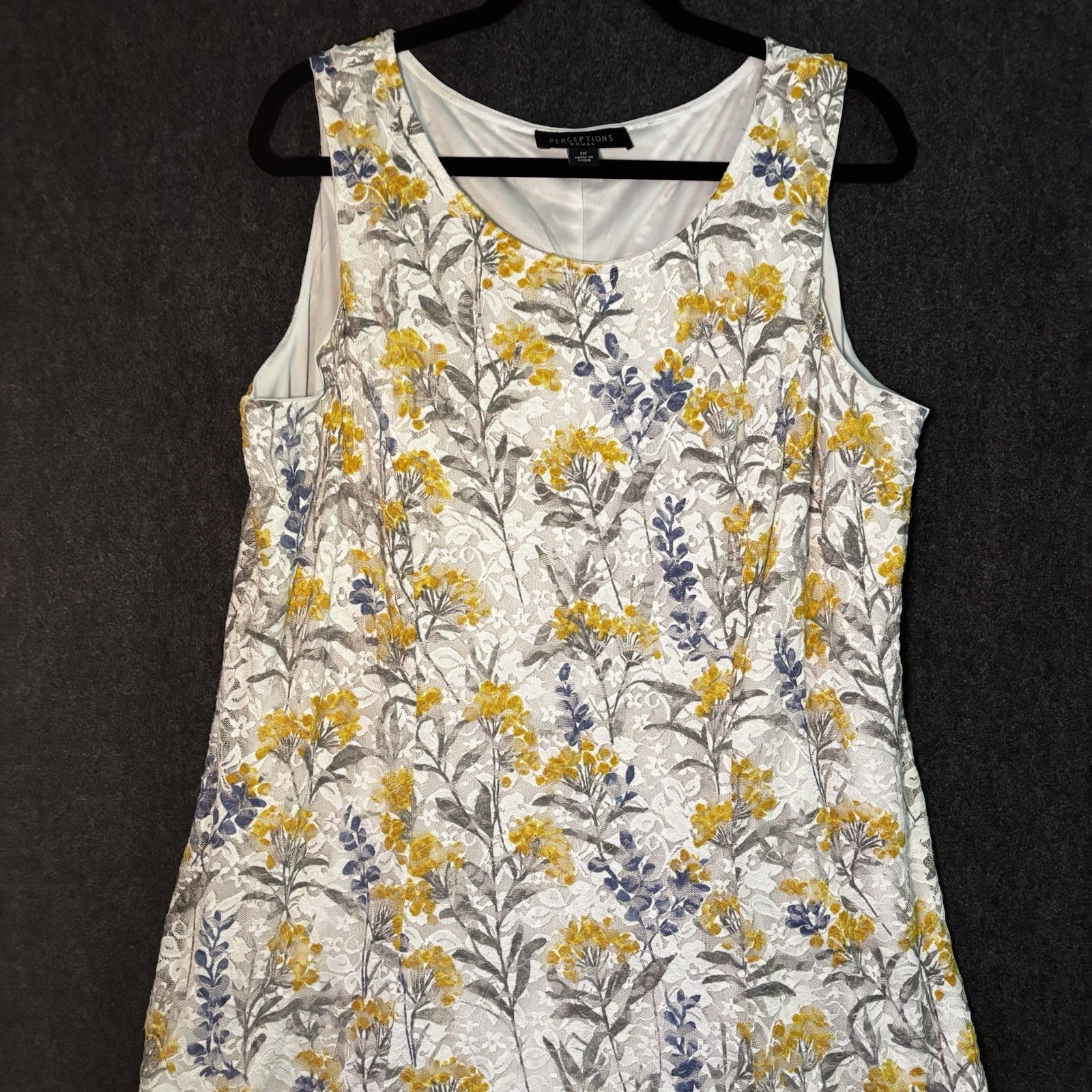 Perceptions Woman Floral Lace Sleeveless Lined A-Line Knee Dress Plus 1X