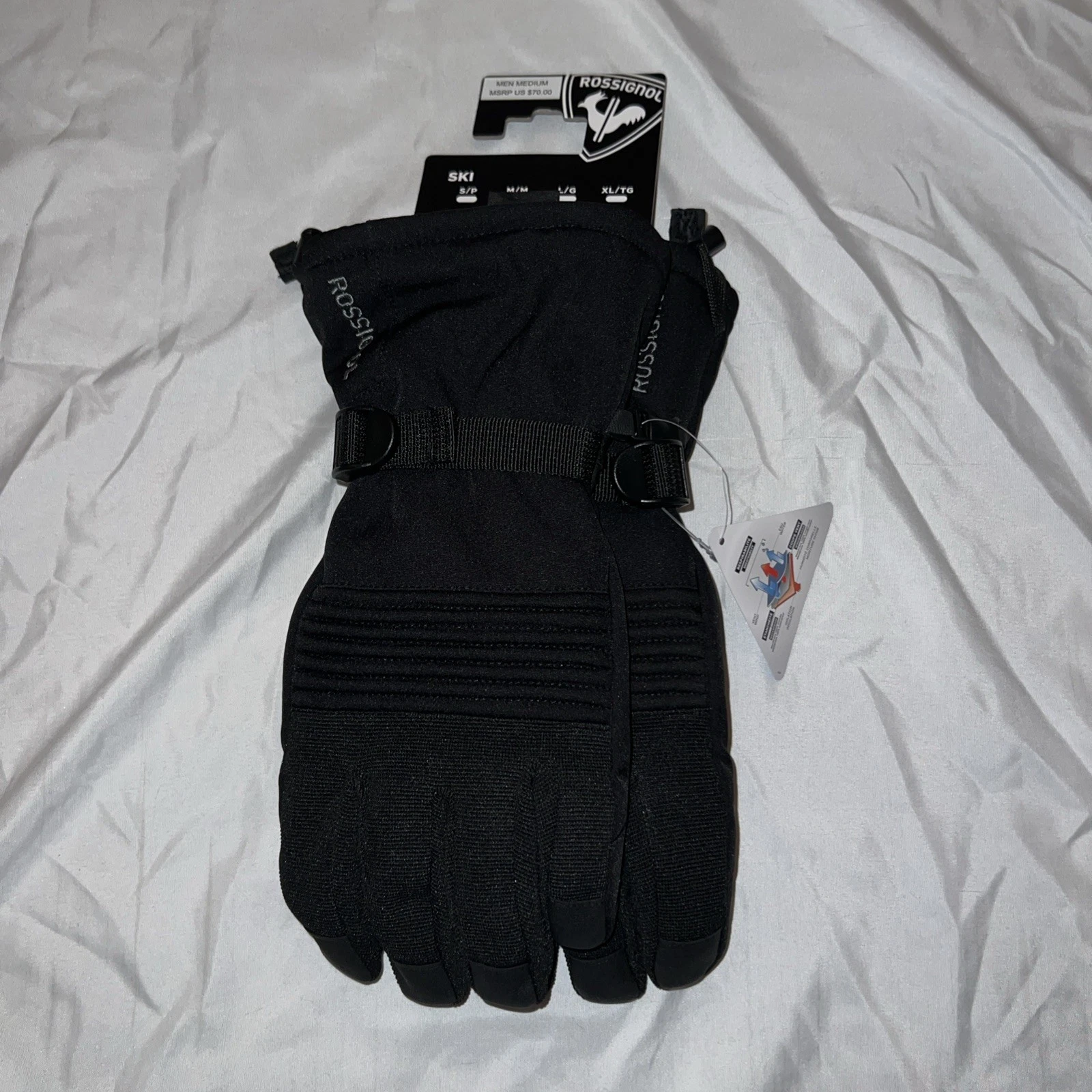 ROSSIGNOL Drypel Ski Men's size MEDIUM M Water Resistant Gloves (Black)