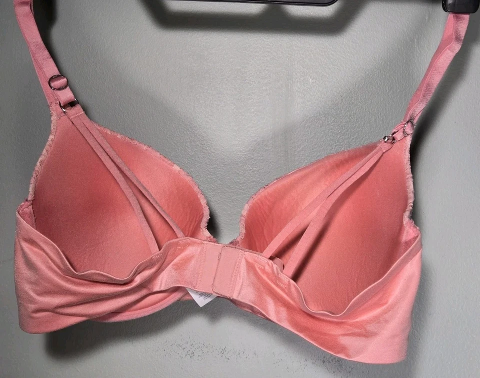 Sujetador push up bralette de encaje Aerie 34D rosa real soleado Demi Foto 2 de 4