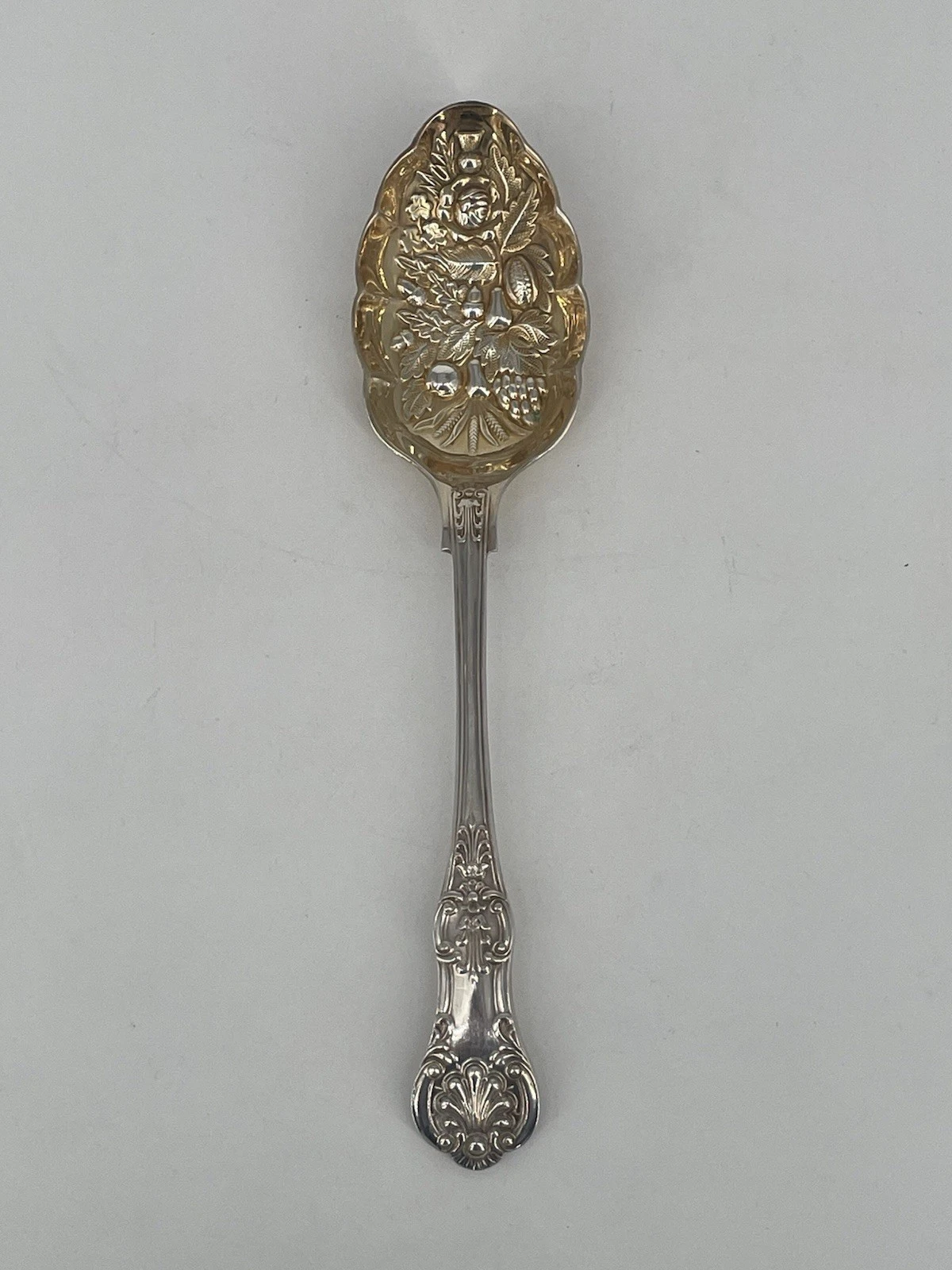 Queens Fruit Berry Serving Spoon Silver Plated Barker Bros 4.0 oz 9.25"