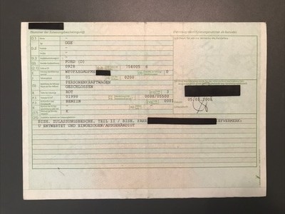 Ford Typ GGE Scorpio 2.0 DOHC  120 PS  1991 Dokumente Abmeldung 07/12 TSN 754