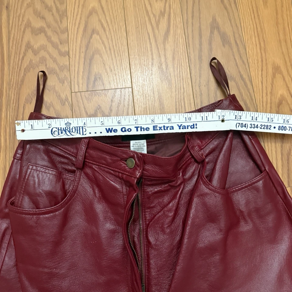 Pantalón Mujer METROSTYLE Cuero Rojo Talla 12 Forrado Pierna Plana 5 Bolsillos. Cuero Foto 3 de 4