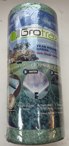 Grotrax Quick Fix Year Round Green Mixture Grass Roll Seed Mat 1x50 feet USA NEW - Picture 2 of 7