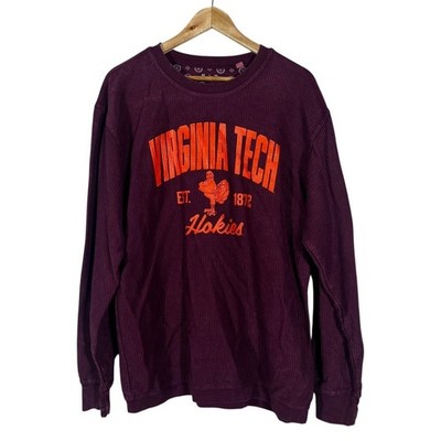 Pressbox Virginia Tech Hokies Corded Ribbed Sweatshirt Maroon Thumbhole Size M