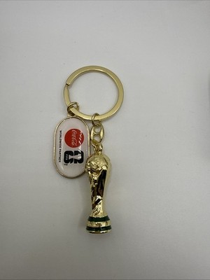 Coca-Cola FIFA World Cup Qatar 2022 Trophy Keychain Solid Goldtone Metal New