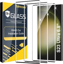 3 Pack Galaxy S23 Ultra Screen Protector, HD Clear Tempered Glass, Fingerprint U