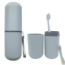HEIPINIUYE Light Blue Travel Toothbrush Holder, Toothbrush and Toothpaste Tra...