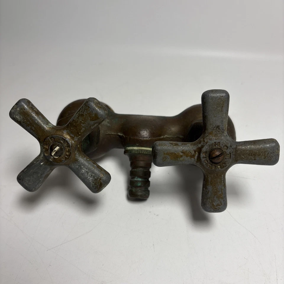 Vintage Brass Clawfoot Tub Faucet By Victor Hot Cold Knobs - Image 3 of 4