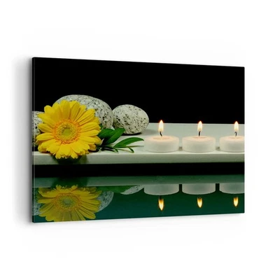 Cuadro Sobre Lienzo 100x70cm Cuadros Pared Spa flor vela piedra Wall Art Prints - Imagen 1 de 4