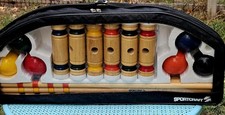 Vintage Sportcraft 6 Player Portable Wooden Croquet Set Carrying Case Complete
