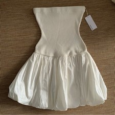 NWT Reformation Margot Cotton Poplin Mini Strapless Bubble Skirt Dress Cream