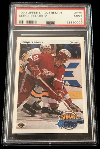 1990-91 Upper Deck - Young Guns Sergei Fedorov #525 French (RC) PSA 9 ⭐⭐⭐⭐