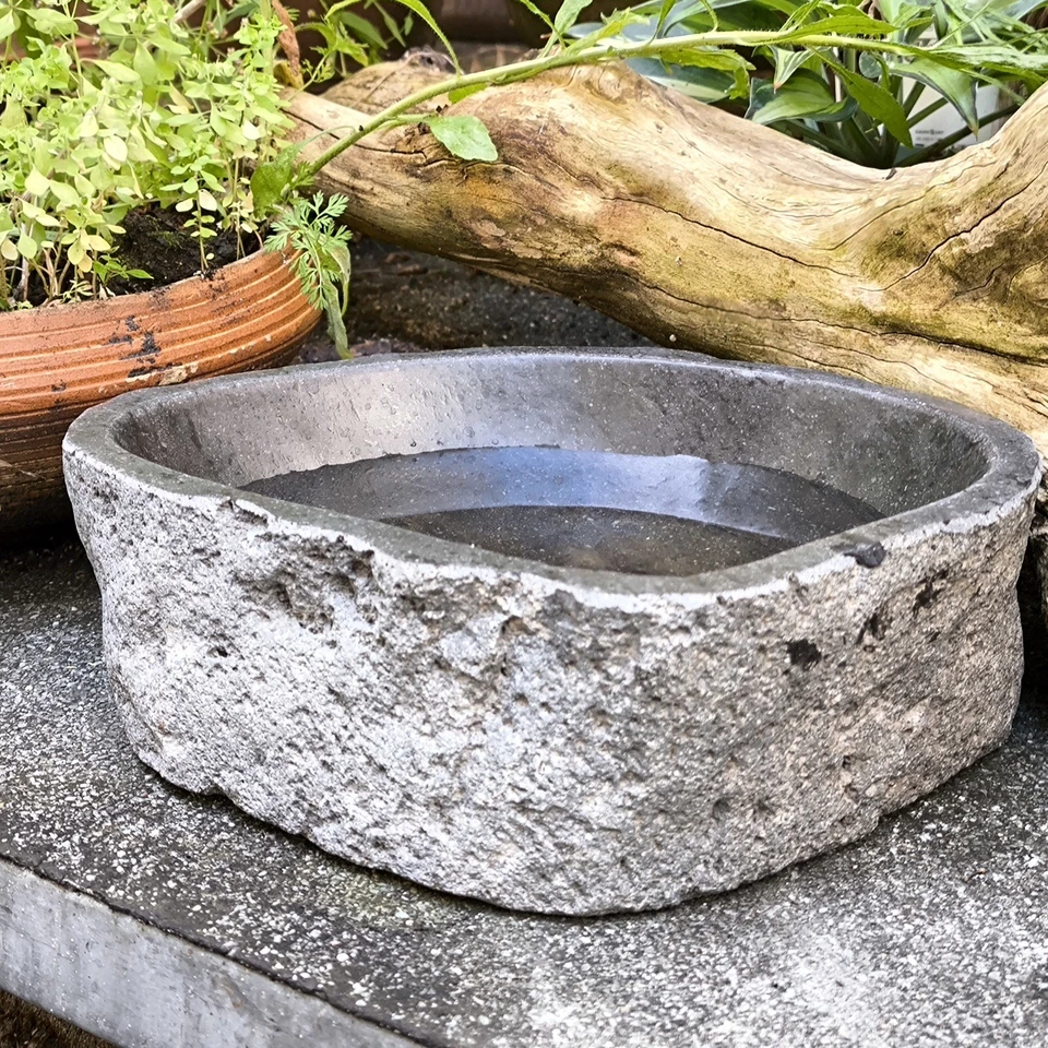 Vogeltränke aus Natur Flussstein  Wasserschale Ø25-27cm Winterfest 8-10kg - Bild 3 von 4