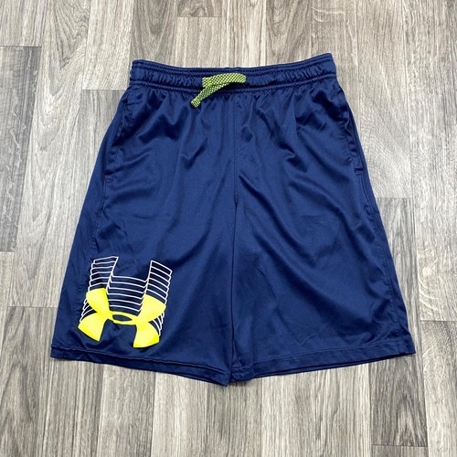UNDER ARMOUR Graphic Logo Loose Blue/Green Athletic Shorts Boy's Size Medium - Picture 2 of 8