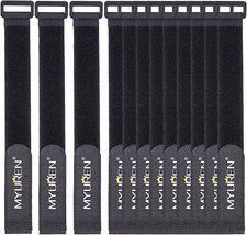 1"X 24"-12 Pack Reusable Fastening Cable Straps with Buckle Adjustable Hook and