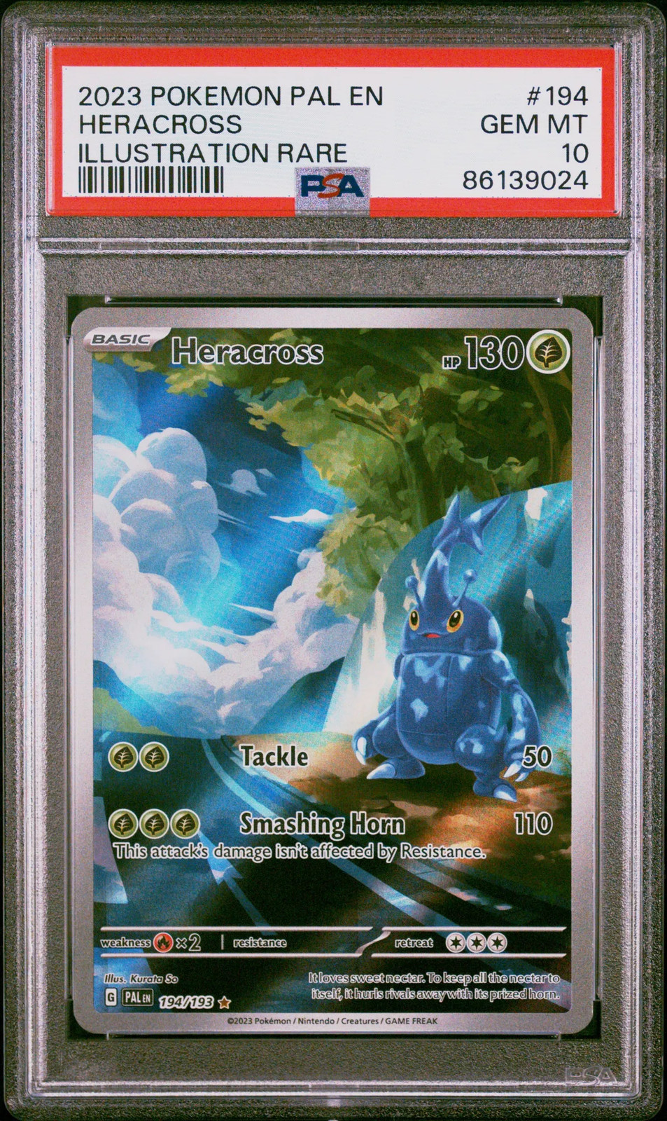 2023 Pokemon Paldea Evolved Heracross #194 Illustration Rare PSA 10 GEM MINT