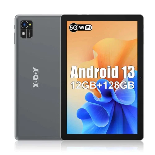 Xgody 10.1 Inch Tablet Android 13 12GB RAM+128GB Quad-Core 2.0 GHz,WiFi 5G/2.4G