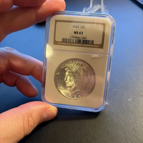 1924 P PEACE 90% SILVER $1 DOLLAR NGC CERTIFIED MS 63 MS63 PHILADELPHIA US MINT