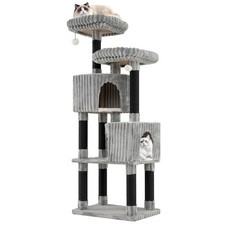 Large Multi-level Cat Tree w/2 Condos, 2 Perch Beds, Scratching Posts, Balls