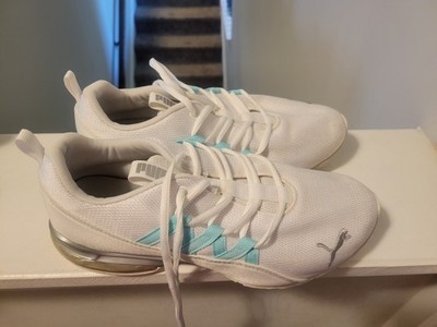 PUMA Women's Riaze Prowl White/Gulf Stream Mesh Low Top Lace Up Sneakers