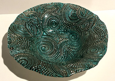 Silverina European Handmade Blue Silver Swirl 3D Effect Round Shape Twinkle Dish