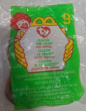 1999 Ty Teenie Beanie Claude The Crab McDonald's Toy Sealed 9 825-151