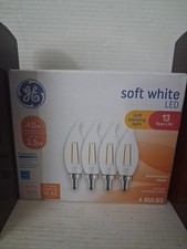 4 pk GE 40 Watt Crystal Clear Bent Tip CA-Type Light Bulbs w/Candelabra Base