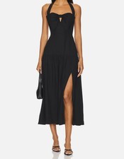 ASTR The Label Women's Black Adara Halter Midi Dress Size XS