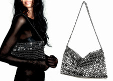 ZARA BEADED METALLIC BAG WITH SHOULDER STRAP NEW