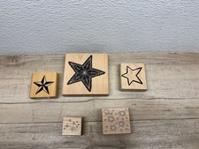 Mixed Brands Set Of 5 Wood Mounted Rubber Stamp Stars