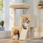 PAWZ Road Cat Tree Tower for Indoor Cats with Dual Condos Scratching Board Bed