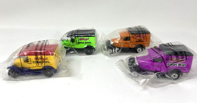 Vintage Kelloggs Cereal Diecast Trucks Sealed Pops, Mini Wheats, Apple Jax, Rais