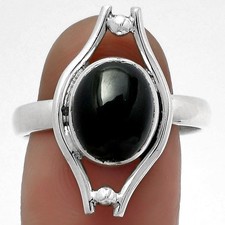 Natural Black Onyx - Brazil 925 Sterling Silver Ring s.7 Jewelry R-1663