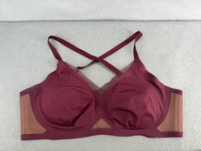 Honey Love Crossover Bra XL Burgundy Comfort Seamless Mulit-Way Mesh Padded 