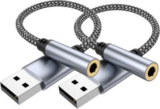 Adaptador de audio USB a conector de 3,5 mm paquete de 2 , cable auxiliar USB a