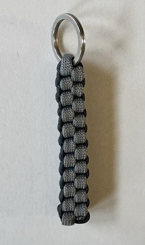 Paracord Woven Braided Crown Sinnet Keychain Black/Grey Silver Key ring - Picture 2 of 8