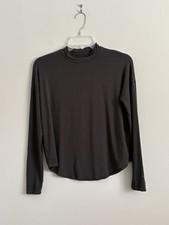 Madewell Sandwashed Mockneck Long Sleeve Ultra Soft Tee Shirt Charcoal Grey XXS