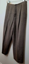 Ralph Lauren Vintage Trousers Women's Size 14 Lined Wool Brown Herringbone Tweed